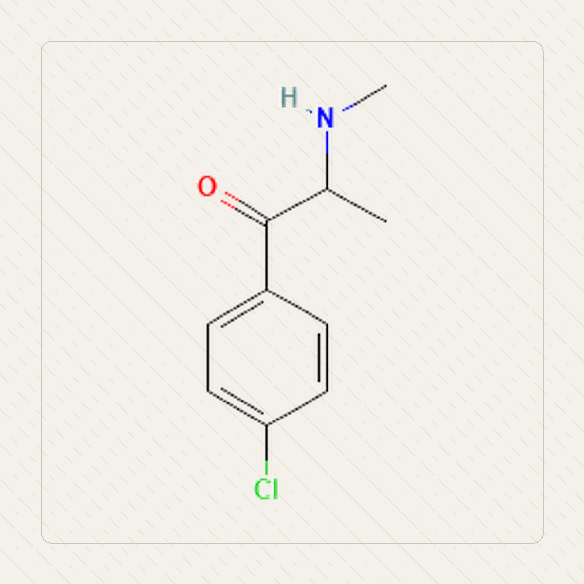 4-CMC Klefedron, Lehrillustration der Molekülstruktur