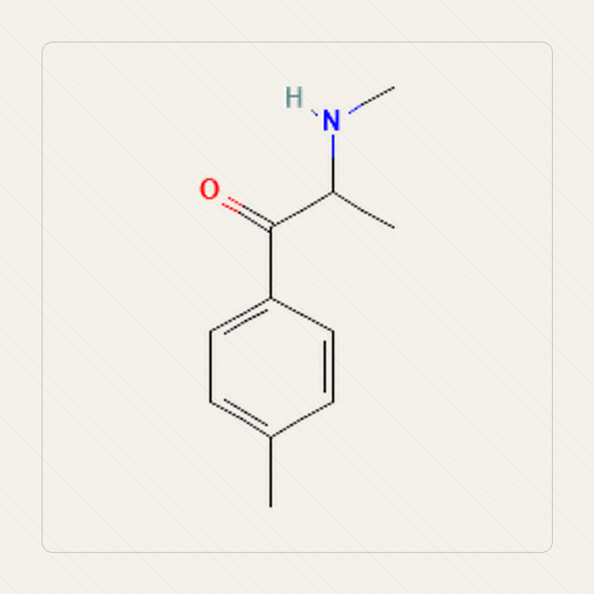 4-MMC Mefedron, Lehrillustration der Molekülstruktur